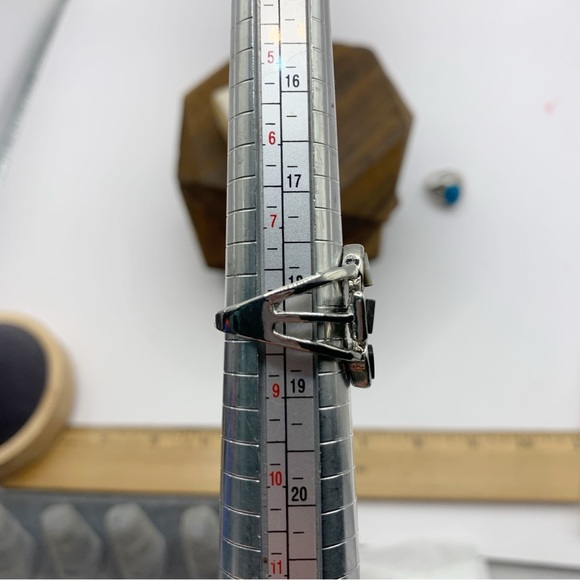 Abalone double heart ring silver tone NEW sz 8 - Picture 6 of 7